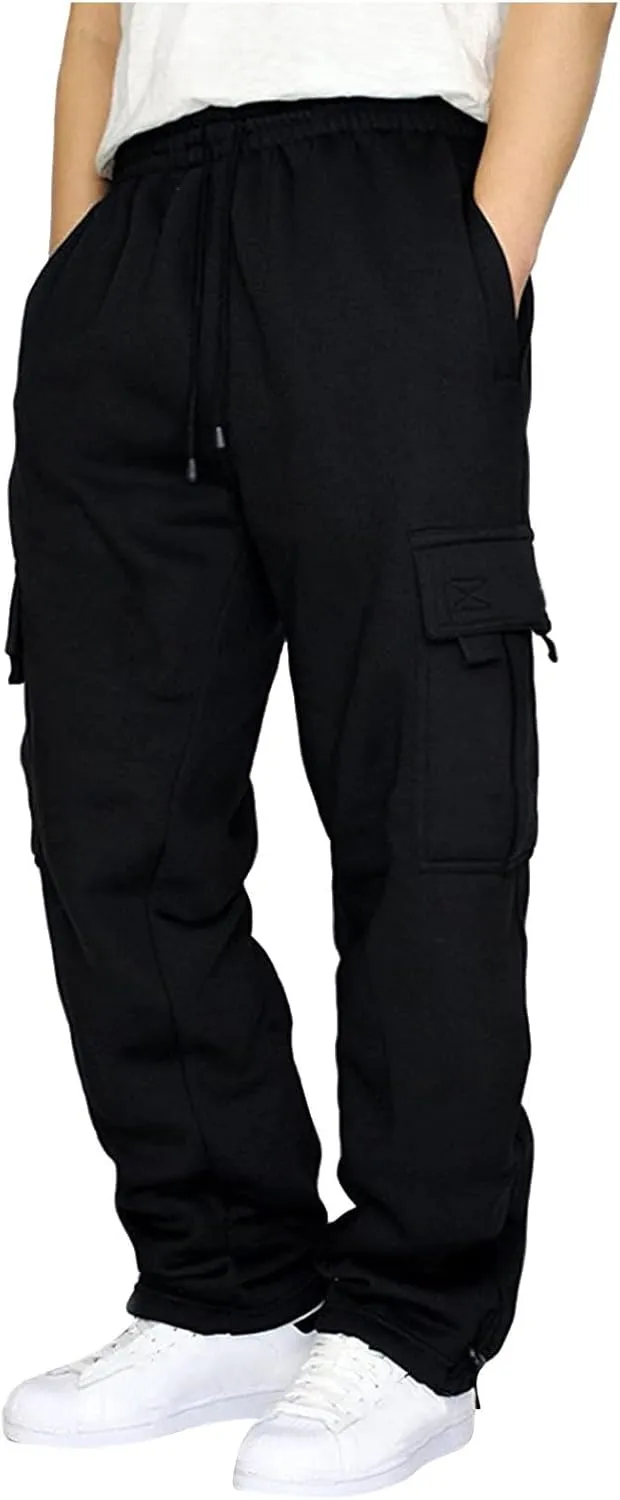 Aymnlox Mens Stylish Casual Pants Relaxed Fit Drawstring Elastic Waist Sweatpants Outdoor Workout Jogger Pants with Pockets