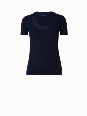 Cashmere Silk Short Sleeve Knit Pullover