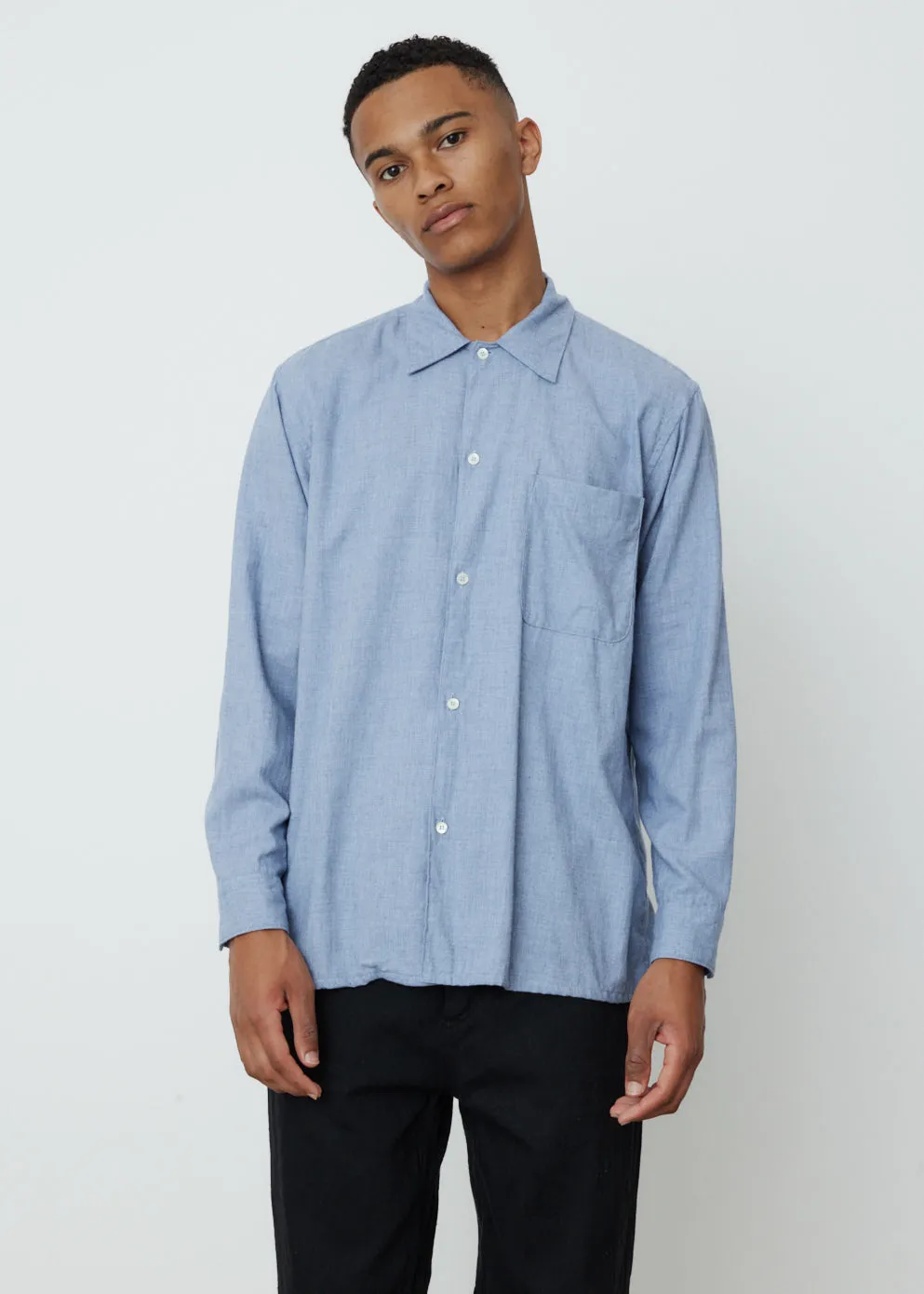 Cotton-Cashmere Open Collar Shirt