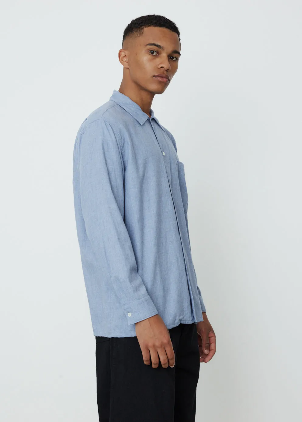 Cotton-Cashmere Open Collar Shirt