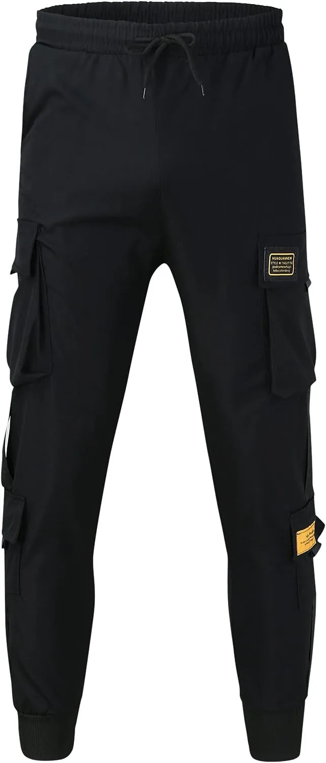 GIERIDUC Men's Faux Leather Pants Mens Pants Casual Relaxed Fit Joggers Black Pleather Pants for Men Mens Jogger Cargo Pants