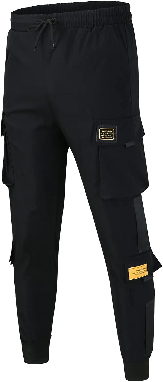 GIERIDUC Men's Faux Leather Pants Mens Pants Casual Relaxed Fit Joggers Black Pleather Pants for Men Mens Jogger Cargo Pants