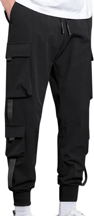 GIERIDUC Men's Faux Leather Pants Mens Pants Casual Relaxed Fit Joggers Black Pleather Pants for Men Mens Jogger Cargo Pants