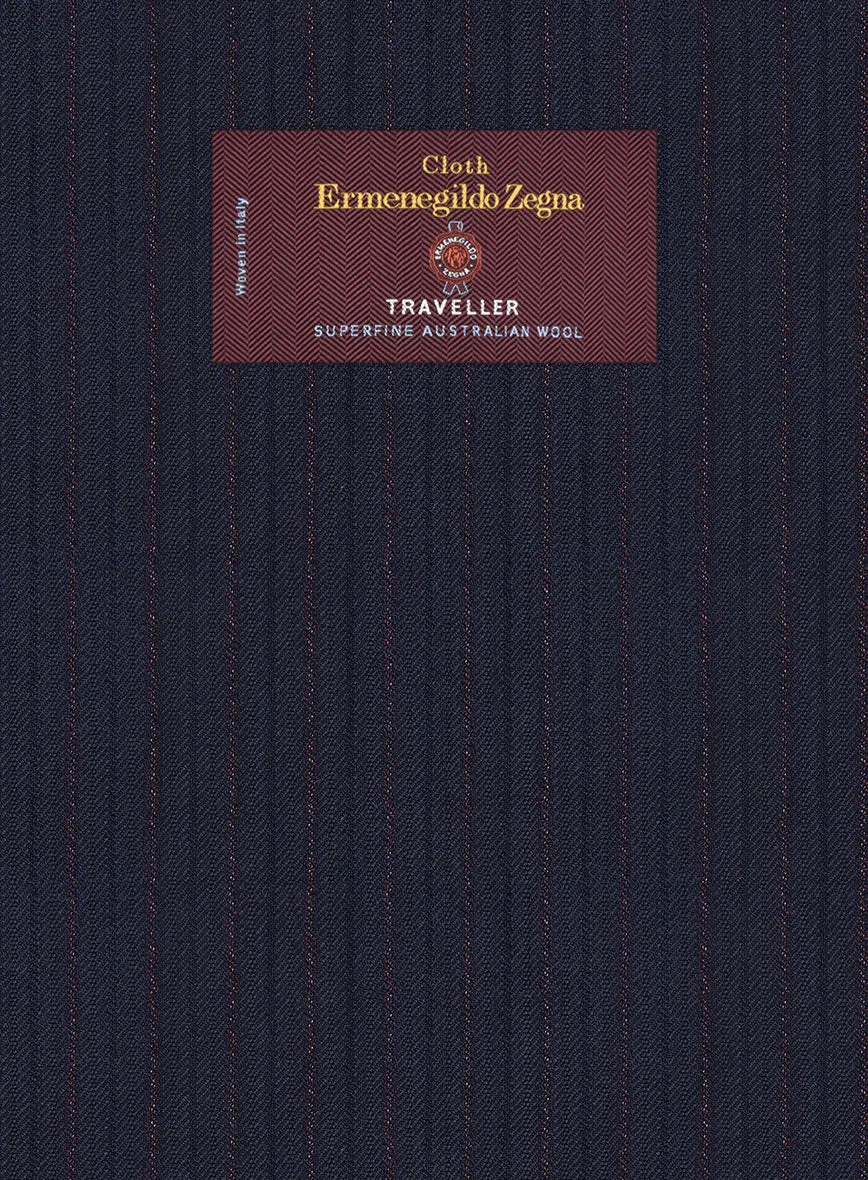Lanificio Zegna Traveller Naquez Blue Stripe Wool Pants