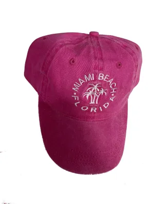 Miami Beach Florida Palm Trees Washed Style Kids Hat - Assortment Colors, One Size Fits Most
