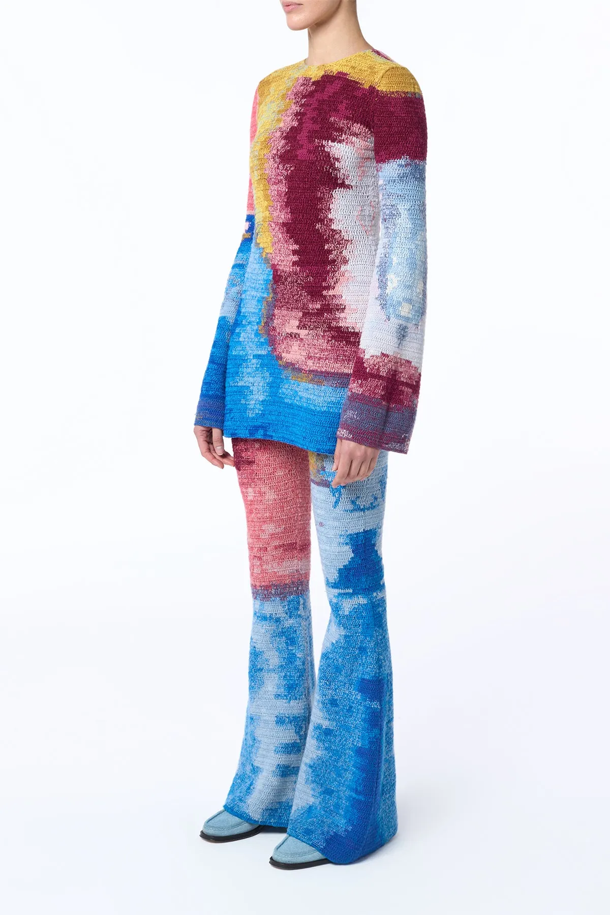 Millicent Crochet Tunic in Aurora Multi Cashmere Wool
