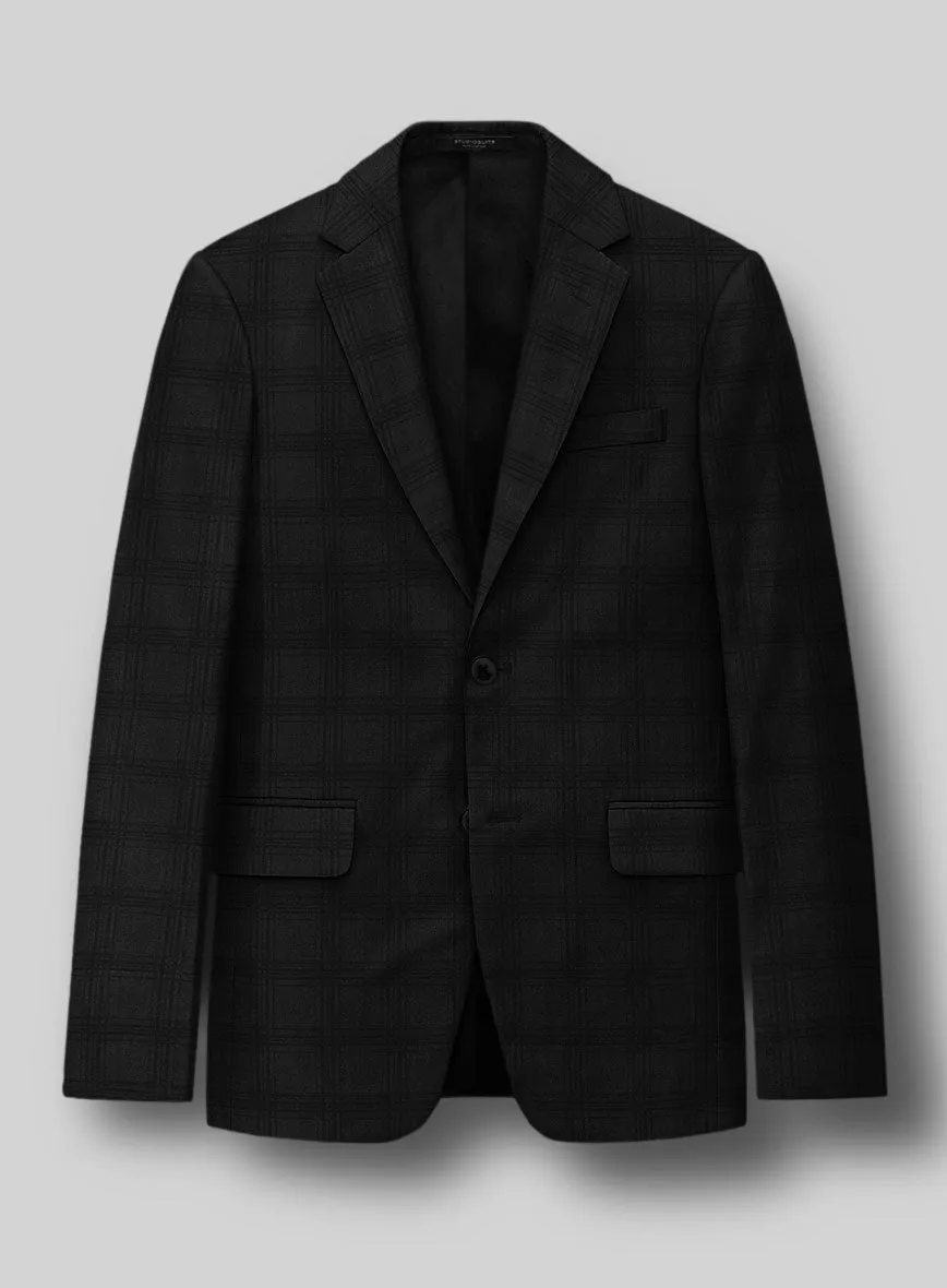 Napolean Brook Overcheck Black Wool Suit