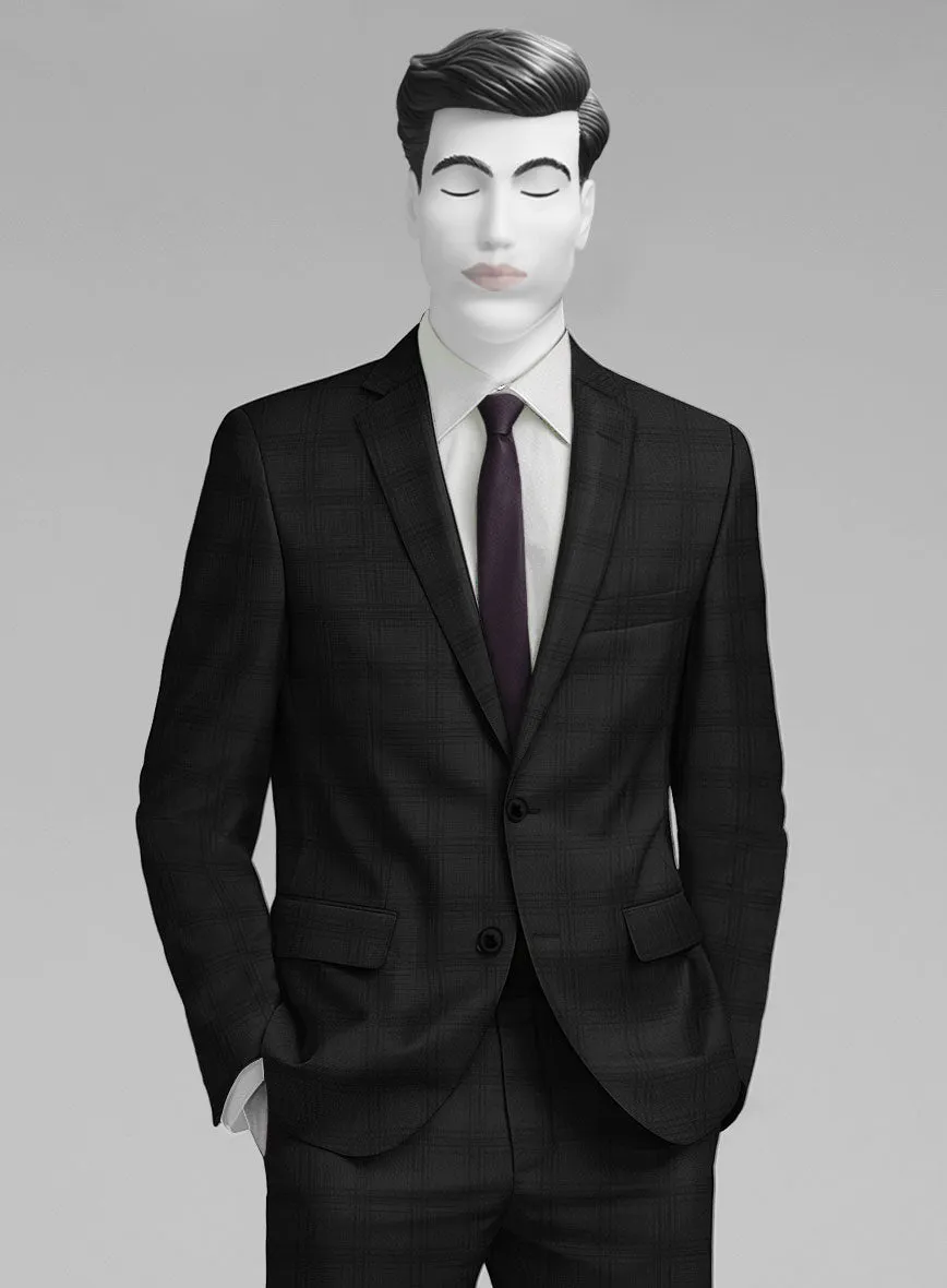 Napolean Brook Overcheck Black Wool Suit