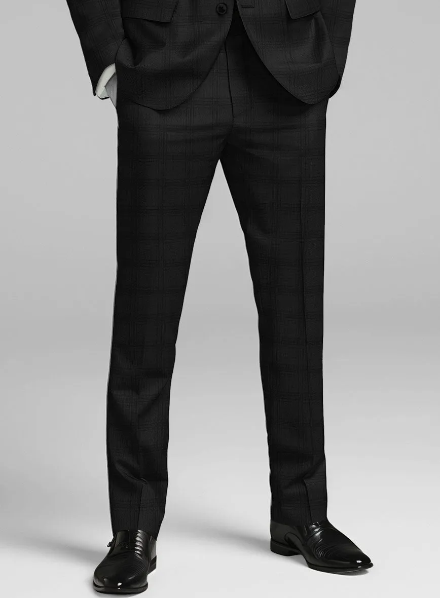 Napolean Brook Overcheck Black Wool Suit