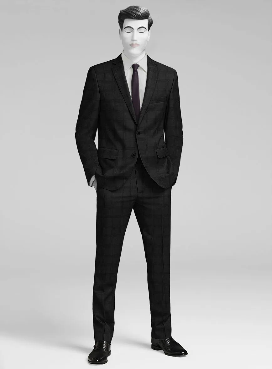 Napolean Brook Overcheck Black Wool Suit