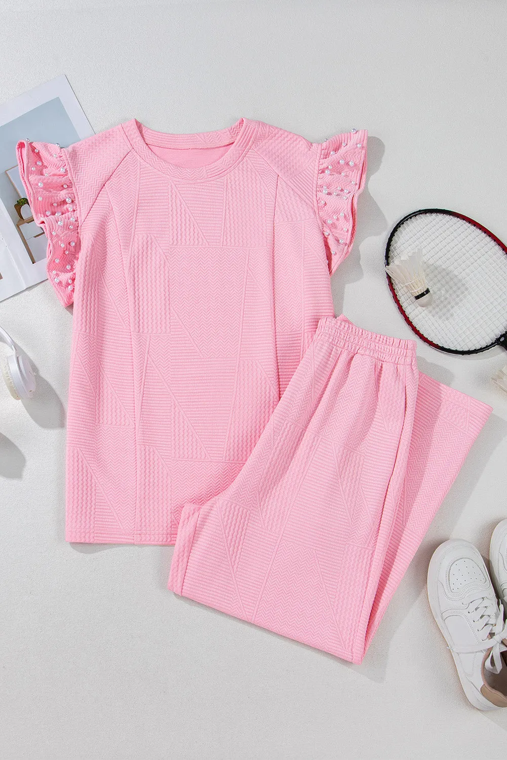 Pearl Beaded Top and Pants Set