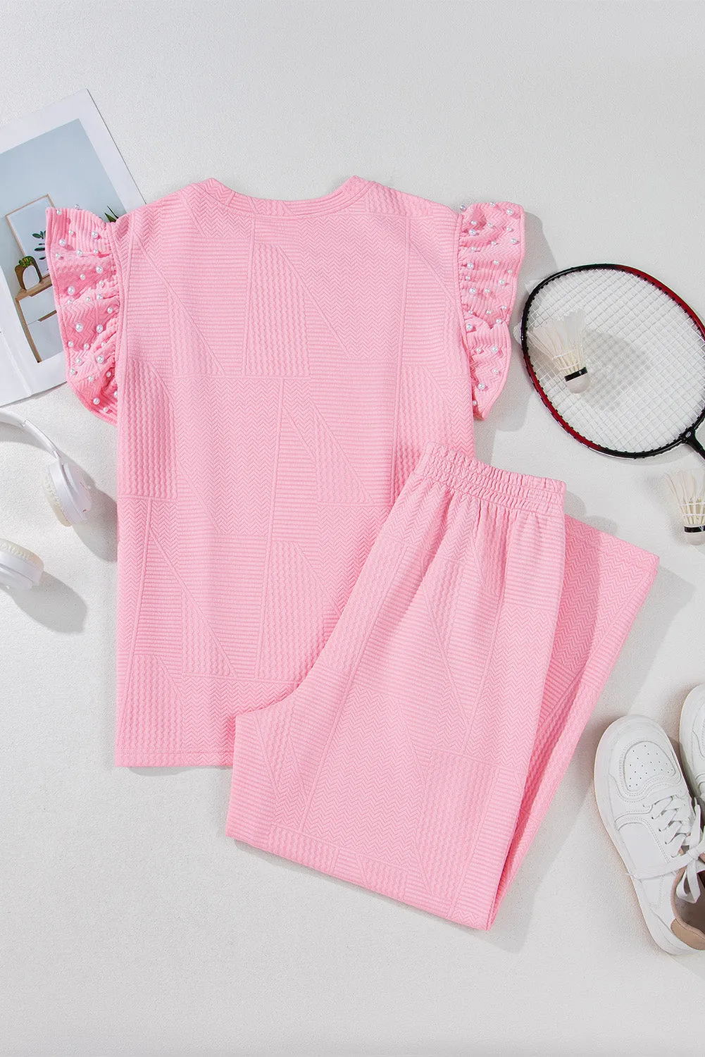 Pearl Beaded Top and Pants Set