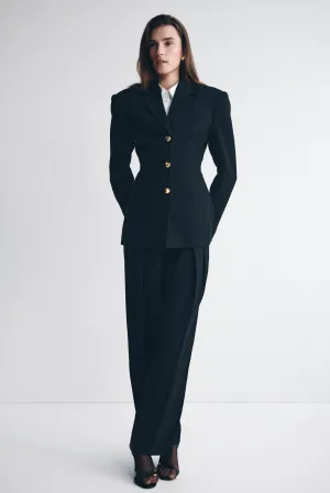Penelope Pleated High Waisted Pants - Black