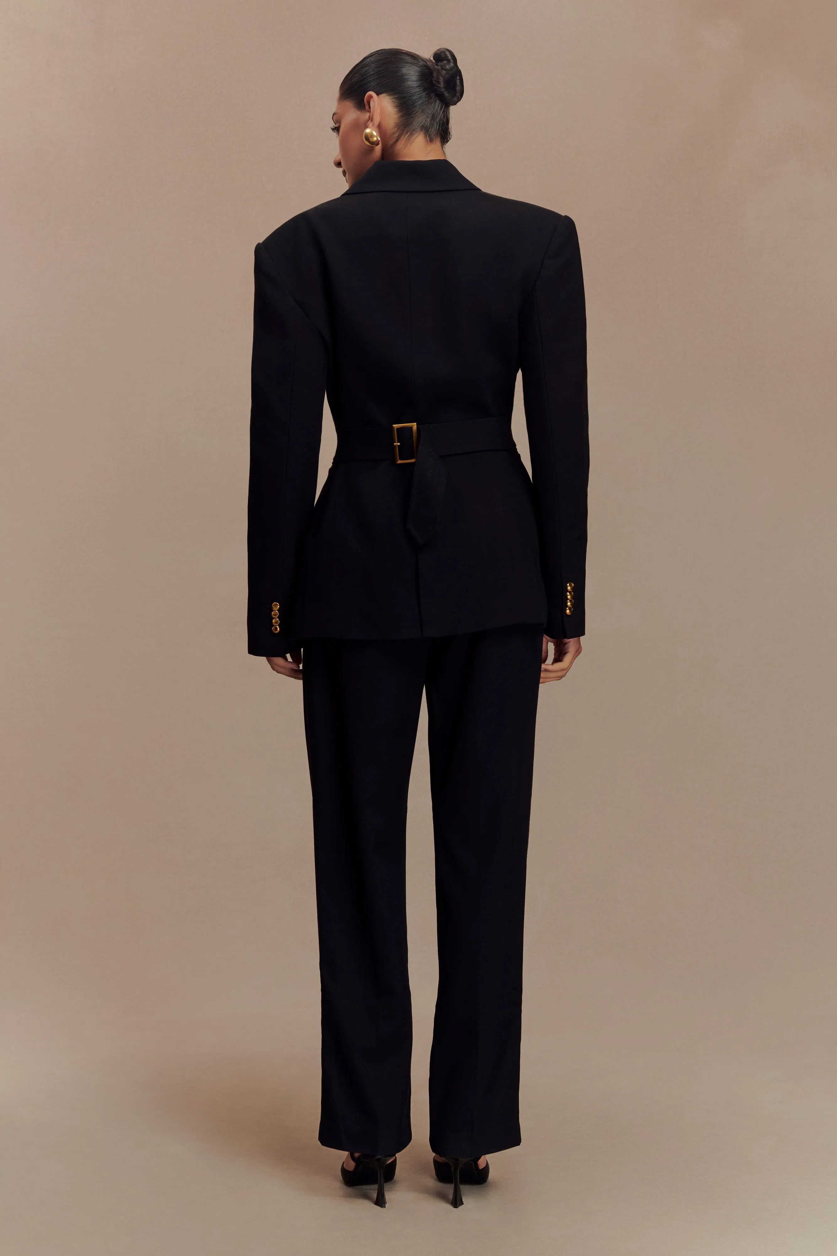 Penelope Pleated High Waisted Pants - Black