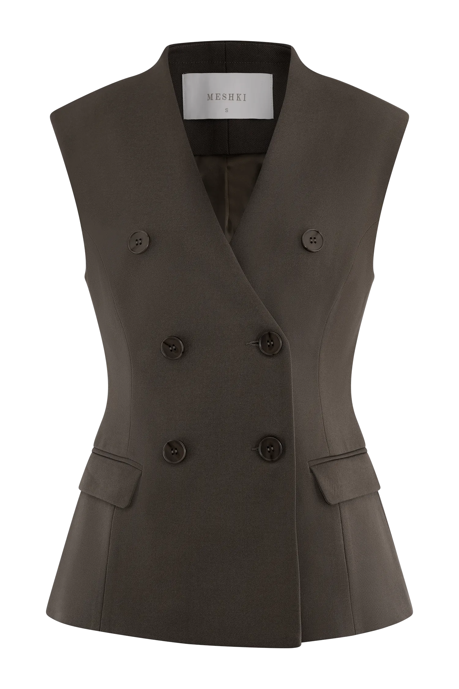 Penelope Suiting Sleeveless Blazer - Chocolate