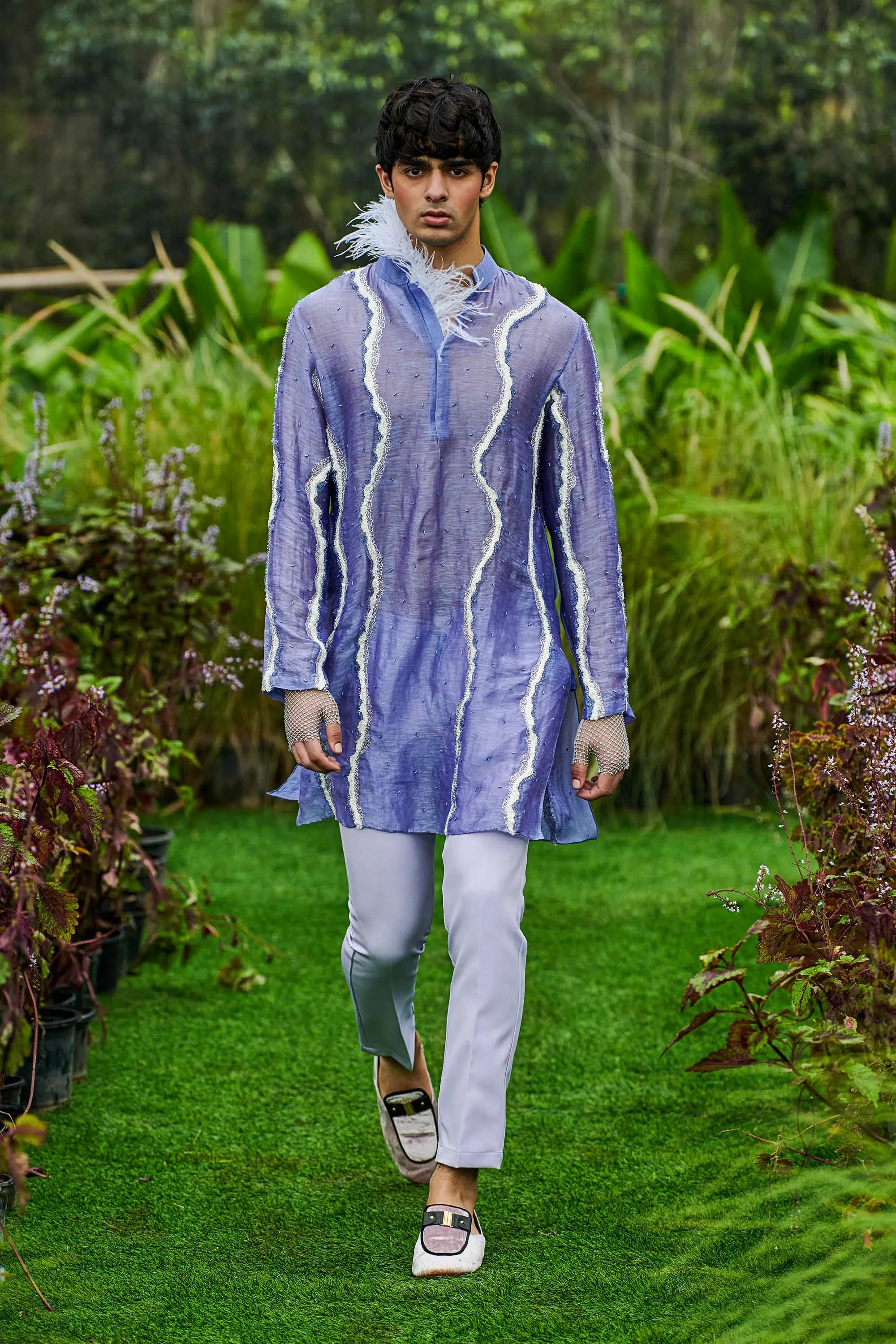 Periwinkle Swirlescent Kurta with Pants