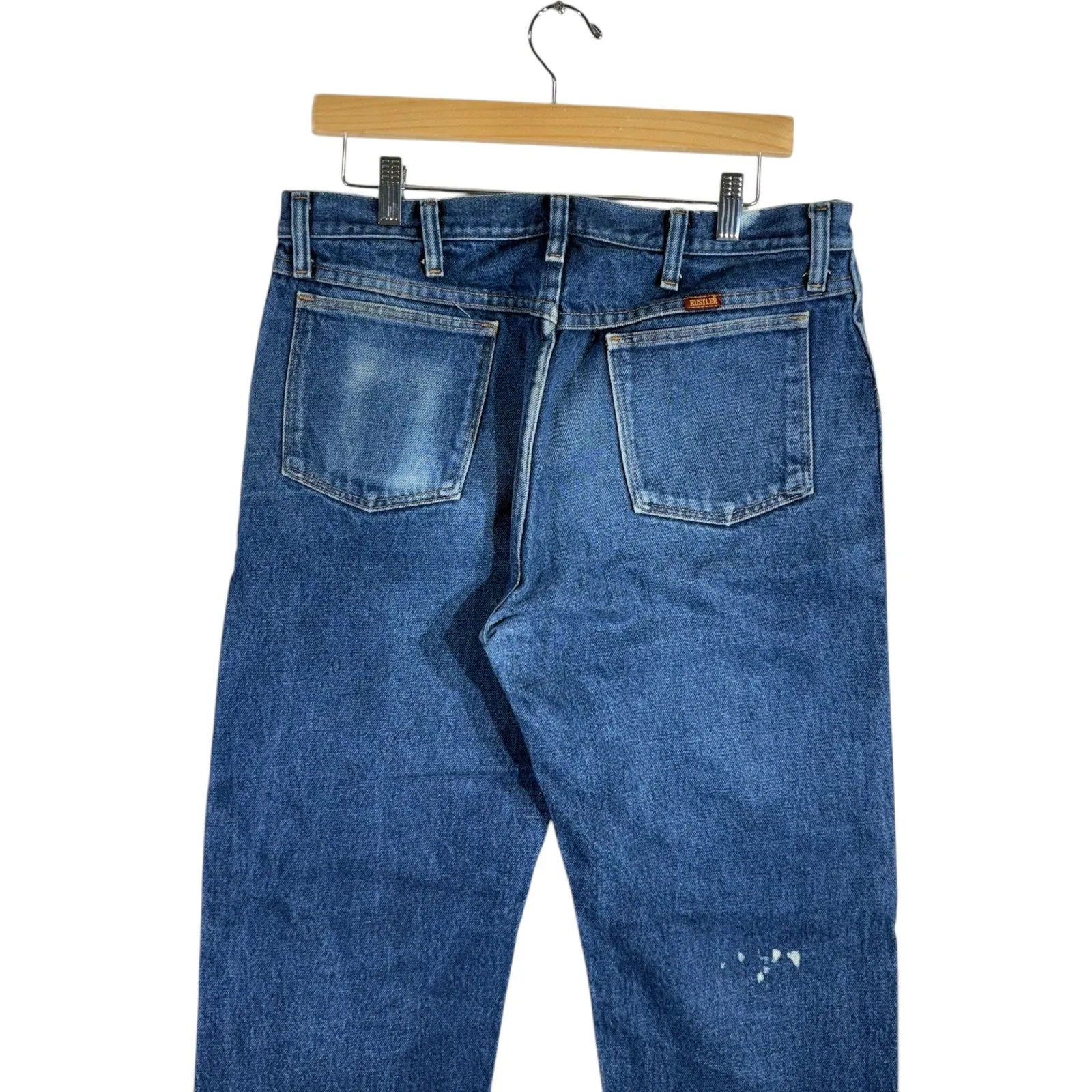 Vintage Rustler Straight Leg Faded Denim Jeans 34x28
