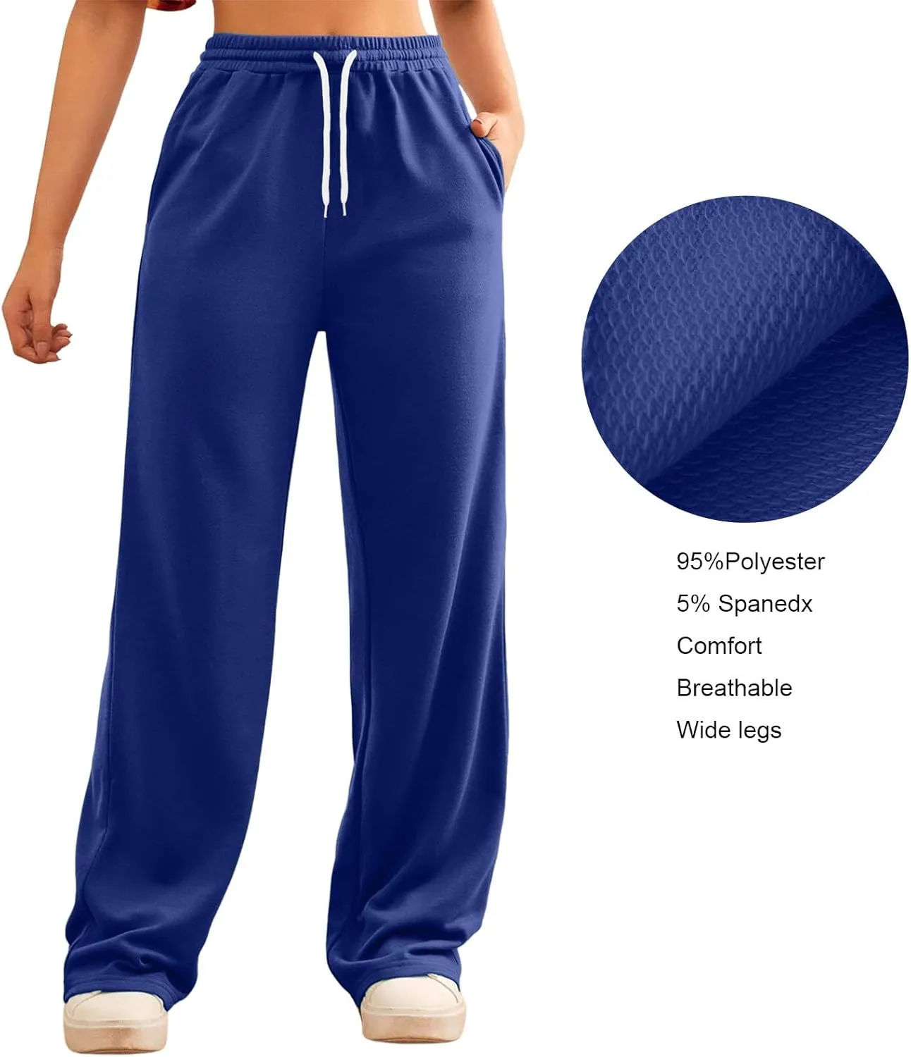 Wide Leg Sweat Pants for Womens High Waisted Baggy Sweatpants Casual Drawstring Workout Athletic Pants with Pockets