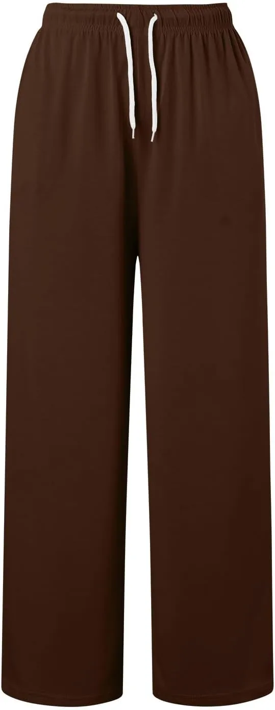 Wide Leg Sweat Pants for Womens High Waisted Baggy Sweatpants Casual Drawstring Workout Athletic Pants with Pockets