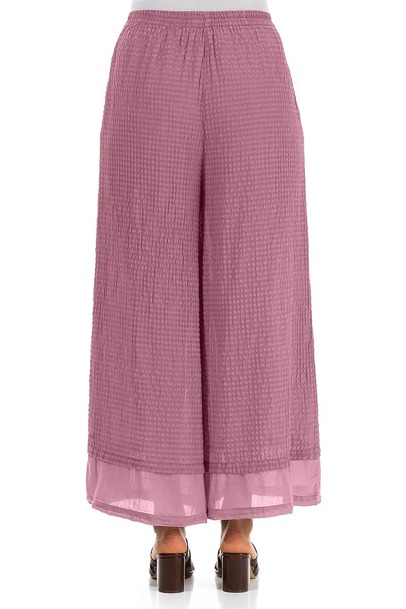 Wide Mauve Taupe Textured Silk Trousers