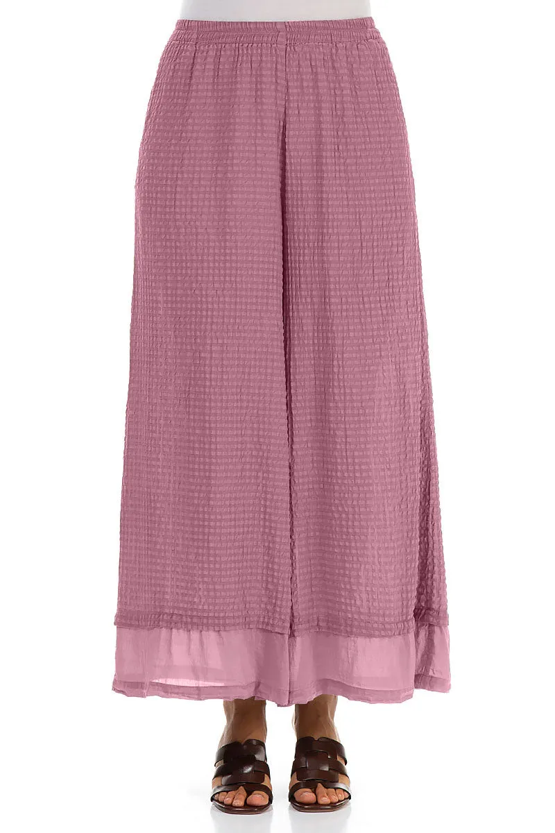 Wide Mauve Taupe Textured Silk Trousers