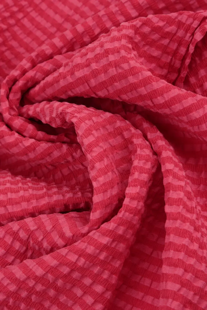Wide Raspberry Textured Silk Trousers