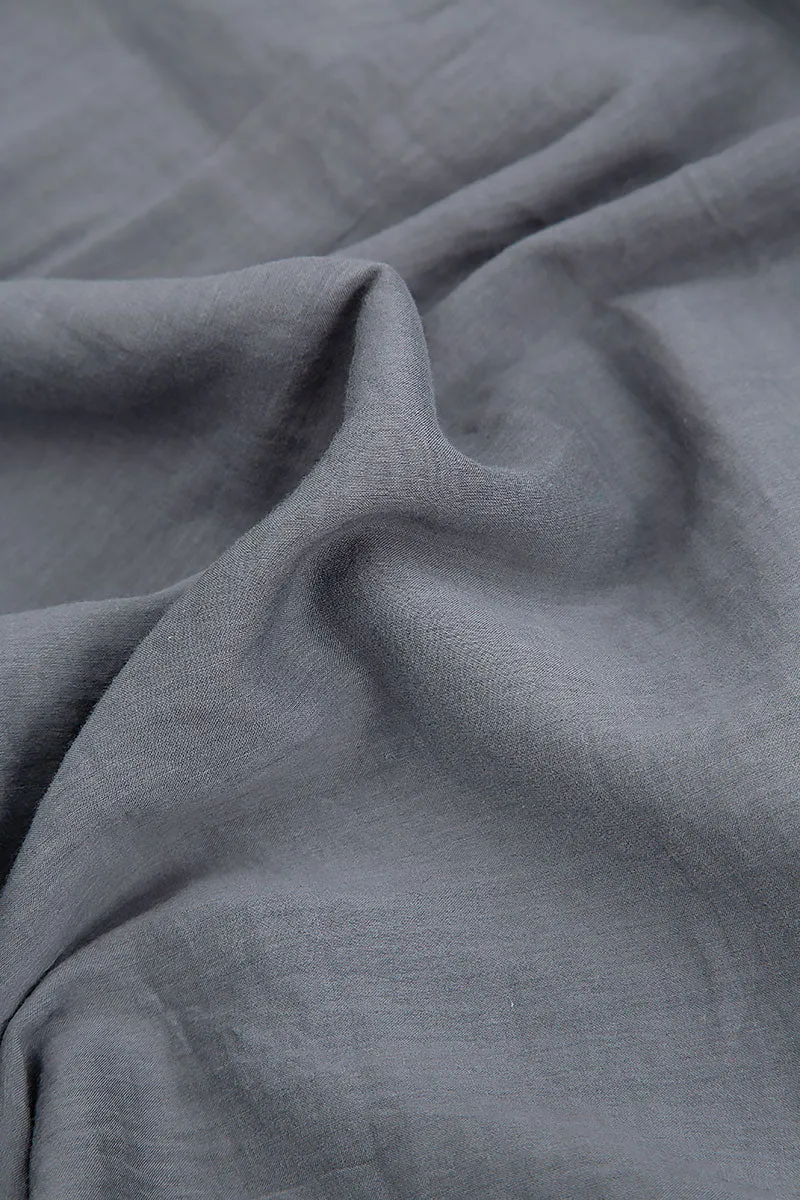 Wide Tiered Back Storm Grey Silk Bamboo Trousers