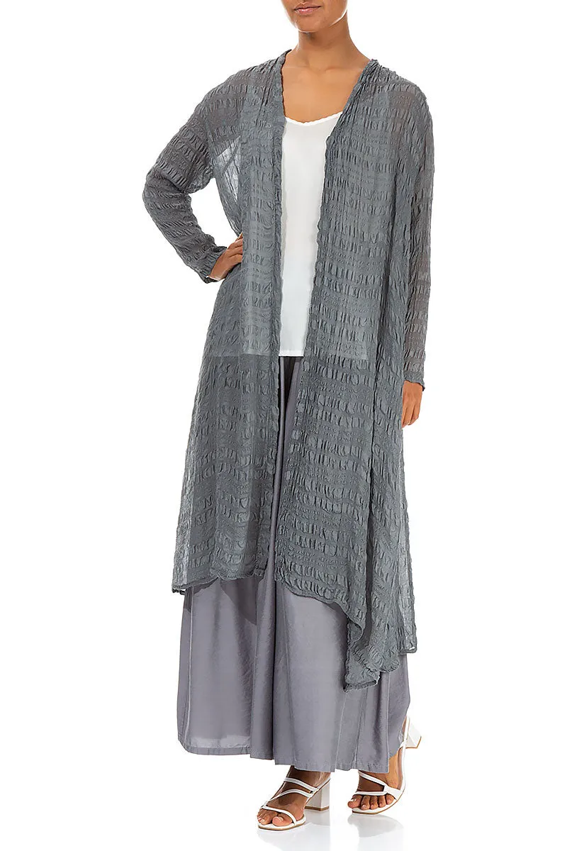 Wide Tiered Back Storm Grey Silk Bamboo Trousers